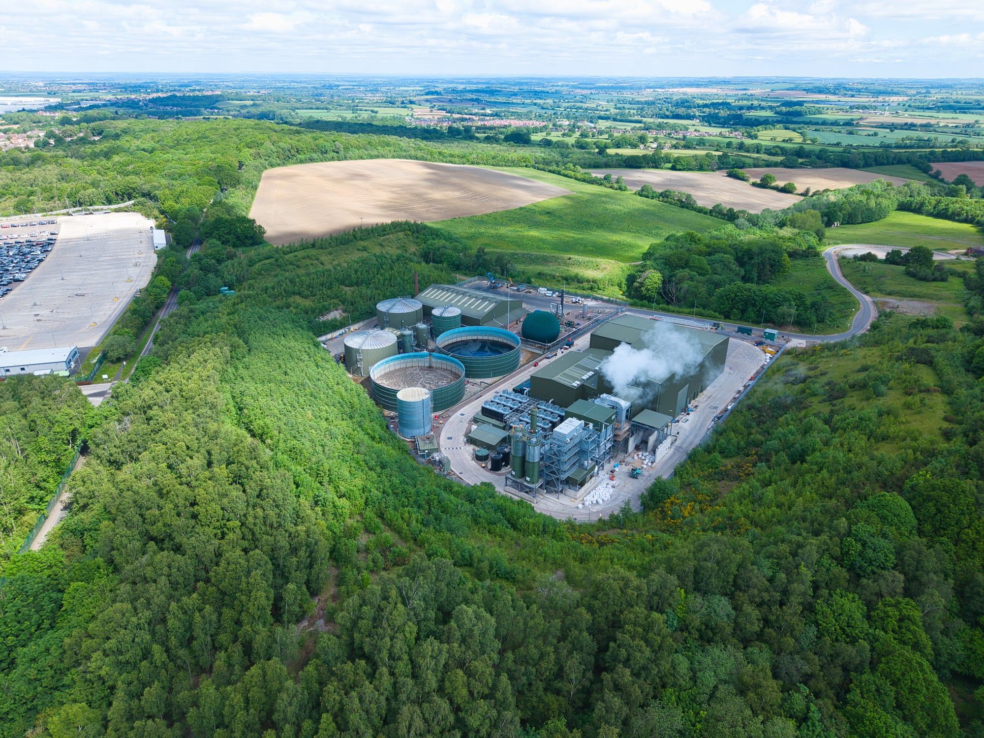 Anaerobic digestion plant from the air